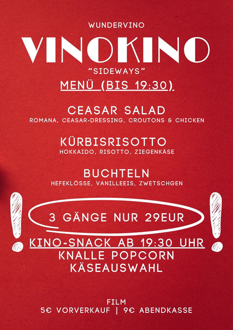 Vinokino am 12.11. - "Sideways" - ein kulinarischer Kinoabend *HINWEIS - wundervino