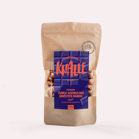Knalle Dunkle Schokolade Geröstete Mandel Popcorn - Vegan 100g
