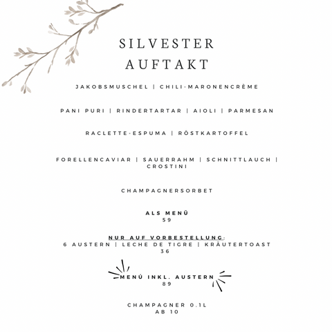 Silvester Auftakt mit Schampus, Austern und Kaviar am 31.12.2024